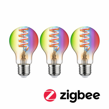 Paulmann Filament 230V Smart Home Zigbee 3.0 LED Birne E27  3x470lm 3x6.3W RGBW+ dimmbar Gold