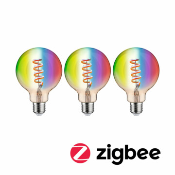 Paulmann Filament 230V Smart Home Zigbee 3.0 LED Globe G95 E27  3x470lm 3x6.3W RGBW+ dimmbar Gold