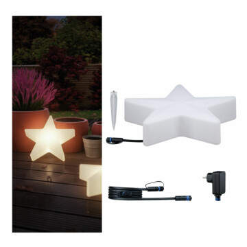 Paulmann Plug & Shine Bundle LED Lichtobjekt Star inkl. 2m-Kabel und Trafo IP67 3000K 2.8W Weiß
