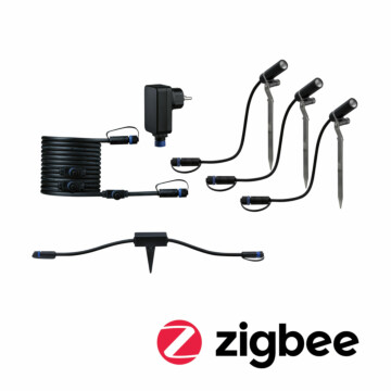 Paulmann Plug & Shine Bundle Smart Home Zigbee 3.0 LED Gartenstrahler Plantini IP65 3000K 3x2W 21VA Anthrazit