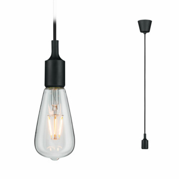 Paulmann Neordic Pendelleuchte Ketil IP44 E27   max. 20W Schwarz dimmbar Silikon#Kunststoff