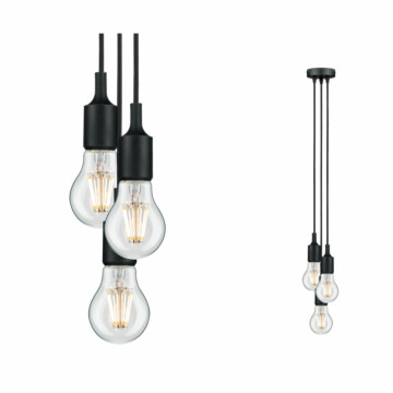 Paulmann Neordic Pendelleuchte Ketil  E27   max. 3x60W Schwarz dimmbar Silikon#Metall