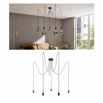 Paulmann Neordic Pendelleuchte Ketil  E27   max. 5x60W Schwarz dimmbar Silikon#Metall