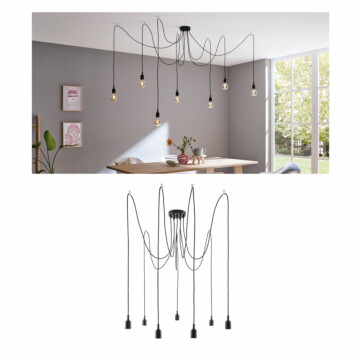 Paulmann Neordic Pendelleuchte Ketil  E27   max. 7x60W Schwarz dimmbar Silikon#Metall