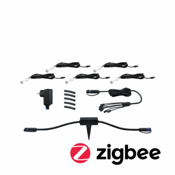 Paulmann Plug & Shine Bundle Smart Home Zigbee 3.0 LED Bodeneinbauleuchte MicroPen IP67 3000K 5x0.2W 21VA Silber Smart Home Zigbee
