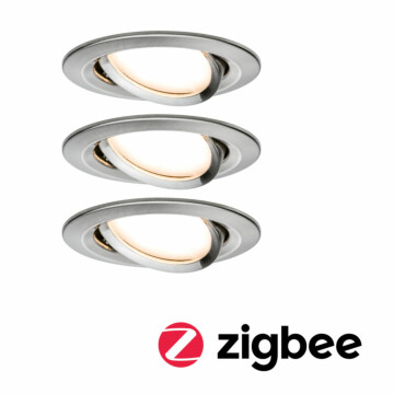 Paulmann Smart Home Zigbee Bundle Smart Home Zigbee 3.0 Einbauleuchte Nova Coin + Zigbee Cephei schwenkbar rund 84mm 50° Coin 3x6W 3x470lm 230V 2700K Eisen gebürstet