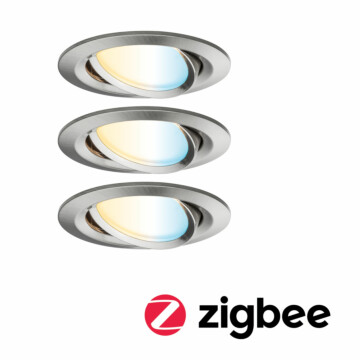 Paulmann Smart Home Zigbee Bundle Smart Home Zigbee 3.0 Einbauleuchte Nova Plus schwenkbar + Fernbedienung Gent 230V 500lm 4.7W 2500K Gold