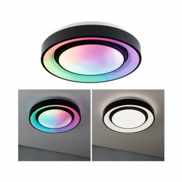 Paulmann LED Deckenleuchte Rainbow mit Regenbogeneffekt    RGBW+ 750lm 230V 22W dimmbar Schwarz#Weiß