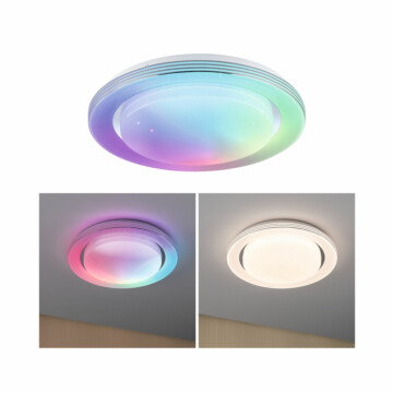 Paulmann LED Deckenleuchte Rainbow mit Regenbogeneffekt    RGBW+ 1600lm 230V 22W dimmbar Chrom#Weiß