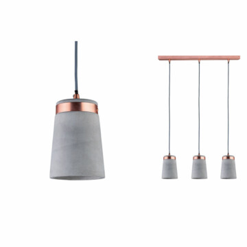 Paulmann Neordic Pendelleuchte Stig  E27   max. 3x20W Grau#Kupfer matt dimmbar Beton#Metall