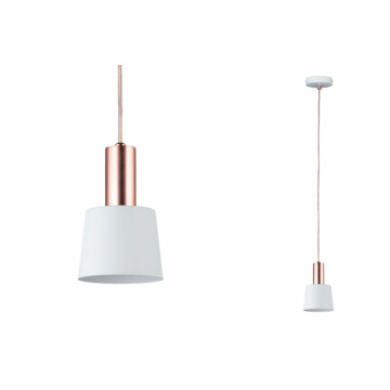 Paulmann Neordic Pendelleuchte Haldar  E14   max. 20W Weiß#Kupfer matt dimmbar Metall