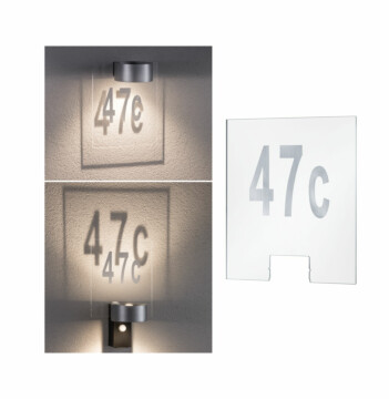 Paulmann LED Außenwandleuchte Cone Hausnummer für House Wandleuchte Cone  eckig 240x4mm      Transparent Kunststoff
