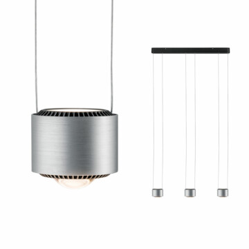 Paulmann LED Pendelleuchte Aldan   2700K 450lm / 450lm 3x4.8 / 3x4.4W Schwarz#Alu gebürstet dimmbar