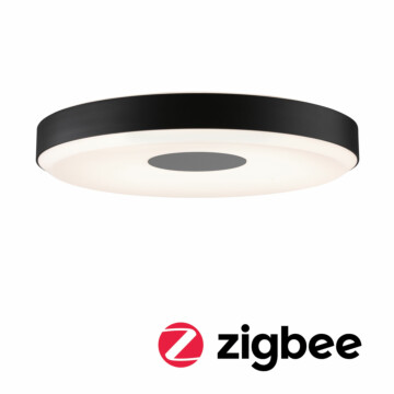 Paulmann LED Deckenleuchte Smart Home Zigbee 3.0 Puric Pane Effect   2700K 200lm / 1.900lm 230V 16 / 1x1.5W dimmbar Schwarz#Grau