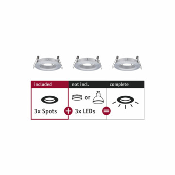 Paulmann Einbauleuchte Choose Basisset starr IP44 rund 78mm   max. 3x10W  230V dimmbar  Alu gedreht