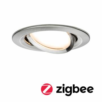 Paulmann LED Einbauleuchte Smart Home Zigbee 3.0 Nova Plus Coin  schwenkbar  rund 84mm 50° Coin 6W 470lm 230V dimmbar 2700K Eisen gebürstet