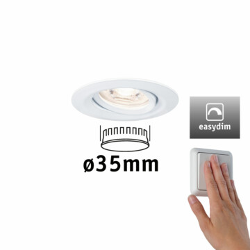 Paulmann LED Einbauleuchte Easy Dim Nova Mini Plus Coin Einzelleuchte schwenkbar  rund 66mm 15° Coin 4.2W 300lm 230V dimmbar 2700K Weiß matt