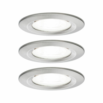 Paulmann LED Einbauleuchte Nova Basisset starr IP44 rund 78mm  GU10 3x6.5W 3x470lm 230V  4000K Eisen gebürstet