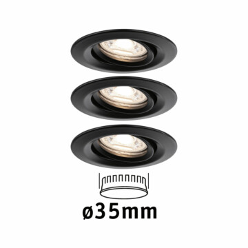 Paulmann LED Einbauleuchte Easy Dim Nova Mini Plus Coin Basisset schwenkbar  rund 66mm 15° Coin 3x4W 3x310lm 230V  2700K Schwarz matt