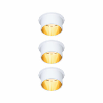 Paulmann LED Einbauleuchte 3-Step-Dim Gil Coin Basisset  IP44 rund 68mm  Coin 3x6W 3x470lm 230V dimmbar 2700K Weiß matt#Gold