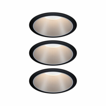 Paulmann LED Einbauleuchte 3-Step-Dim Cole Coin Basisset  IP44 rund 88mm  Coin 3x6W 3x470lm 230V dimmbar 2700K Schwarz#Silber