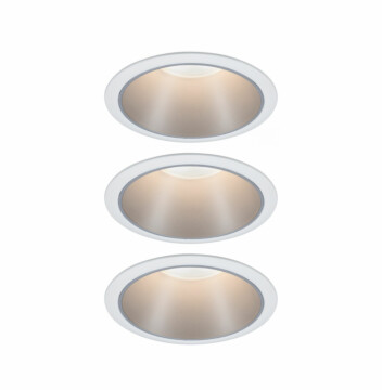 Paulmann LED Einbauleuchte 3-Step-Dim Cole Coin Basisset  IP44 rund 88mm  Coin 3x6W 3x470lm 230V dimmbar 2700K Weiß#Silber