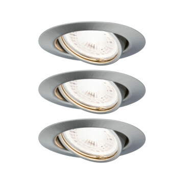 Paulmann LED Einbauleuchte Base Basisset schwenkbar  rund 90mm 20° GU10 3x5W 3x350lm 230V  3000K Eisen gebürstet