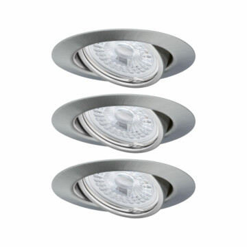 Paulmann LED Einbauleuchte 3-Step-Dim Base Basisset schwenkbar  rund 90mm 20° GU10 3x5W 3x350lm 230V dimmbar 3000K Eisen gebürstet