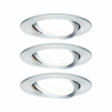 Paulmann LED Einbauleuchte Nova Basisset schwenkbar  rund 84mm 50° GU10 3x6.5W 3x460lm 230V  2700K Alu gedreht