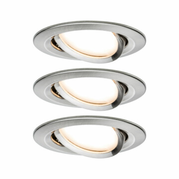 Paulmann LED Einbauleuchte Nova Coin Basisset schwenkbar  rund 84mm 50° Coin 3x6W 3x470lm 230V  2700K Eisen gebürstet