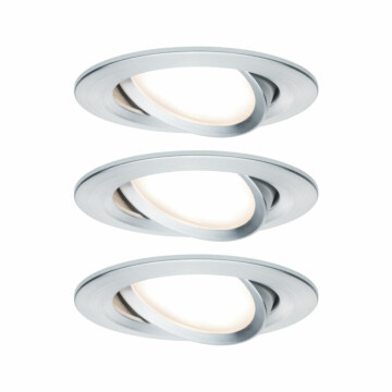 Paulmann LED Einbauleuchte Nova Coin Basisset schwenkbar  rund 84mm 50° Coin 3x6W 3x470lm 230V  2700K Alu gedreht