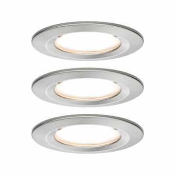 Paulmann LED Einbauleuchte Nova Coin Basisset starr IP44 rund 78mm  Coin 3x6W 3x470lm 230V  2700K Eisen gebürstet