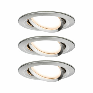 Paulmann LED Einbauleuchte 3-Step-Dim Nova Coin Basisset schwenkbar  rund 84mm 50° Coin 3x6W 3x470lm 230V dimmbar 2700K Eisen gebürstet