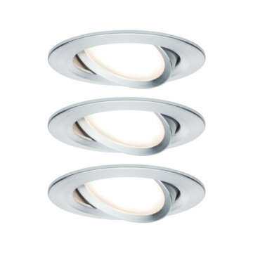 Paulmann LED Einbauleuchte 3-Step-Dim Nova Coin Basisset schwenkbar  rund 84mm 50° Coin 3x6W 3x470lm 230V dimmbar 2700K Alu gedreht