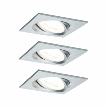 Paulmann LED Einbauleuchte 3-Step-Dim Nova Coin Basisset schwenkbar  eckig 84x84mm 50° Coin 3x6W 3x470lm 230V dimmbar 2700K Alu gedreht