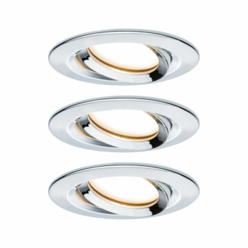 Paulmann LED Einbauleuchte Nova Plus Coin Basisset schwenkbar IP65 rund 93mm 30° Coin 3x6W 3x470lm 230V dimmbar 2700K Chrom