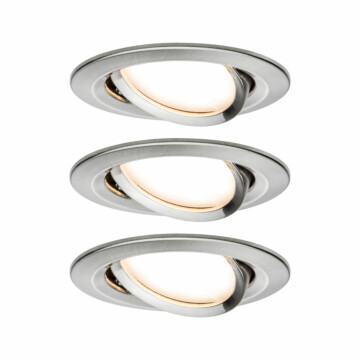 Paulmann LED Einbauleuchte Nova Plus Coin Basisset schwenkbar  rund 84mm 50° Coin 3x6W 3x470lm 230V dimmbar 2700K Eisen gebürstet