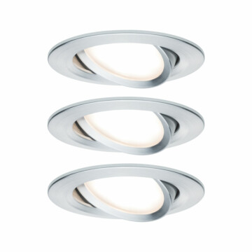 Paulmann LED Einbauleuchte Nova Plus Coin Basisset schwenkbar  rund 84mm 50° Coin 3x6W 3x470lm 230V dimmbar 2700K Alu gedreht