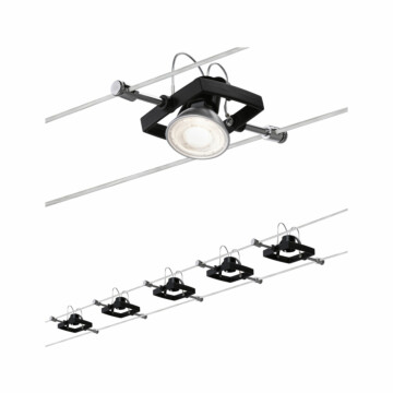 Paulmann Seilsystem Mac II Basisset GU5.3  max. 5x10W  dimmbar 230/12V Schwarz matt