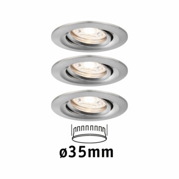 Paulmann LED Einbauleuchte Nova Mini Coin Basisset schwenkbar  rund 66mm 15° Coin 3x4W 3x310lm 230V  2700K Eisen gebürstet