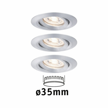 Paulmann LED Einbauleuchte Nova Mini Coin Basisset schwenkbar  rund 66mm 15° Coin 3x4W 3x310lm 230V  2700K Alu gedreht