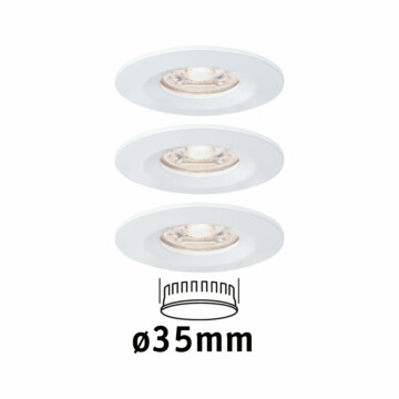 Paulmann LED Einbauleuchte Nova Mini Coin Basisset starr IP44 rund 65mm  Coin 3x4W 3x310lm 230V  2700K Weiß matt