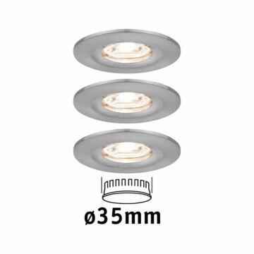 Paulmann LED Einbauleuchte Nova Mini Coin Basisset starr IP44 rund 65mm  Coin 3x4W 3x310lm 230V  2700K Eisen gebürstet