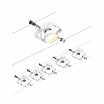 Paulmann CorDuo Seilsystem Mac II Basisset GU5.3  max. 5x10W   230/12V Weiß matt#Chrom