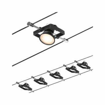 Paulmann CorDuo Seilsystem Mac II Basisset GU5.3  max. 5x10W   230/12V Schwarz matt#Chrom