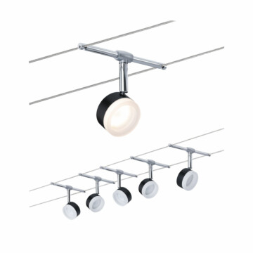Paulmann CorDuo LED Seilsystem ClearLED Basisset  5x150lm 5x4W 2700K  230/12V Schwarz#Chrom