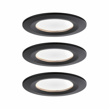 Paulmann LED Einbauleuchte Nova Coin Basisset starr IP44 rund 78mm  Coin 3x6W 3x470lm 230V  2700K Schwarz matt