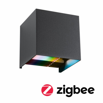 Paulmann House LED Außenwandleuchte Smart Home Zigbee 3.0 Cybo  IP44 eckig 100x100mm RGBW+ 2x2.5W 2x150lm 230V  Anthrazit Aluminium