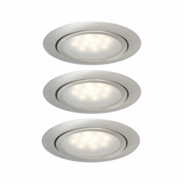 Paulmann LED Möbeleinbauleuchten Micro Line 3er-Set  rund 66mm 3x1W 3x34lm 230/12V  2700K Eisen gebürstet