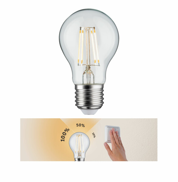 Paulmann Filament 230V 3-Step-Dim LED Birne E27 470lm 5W 2700K dimmbar Klar